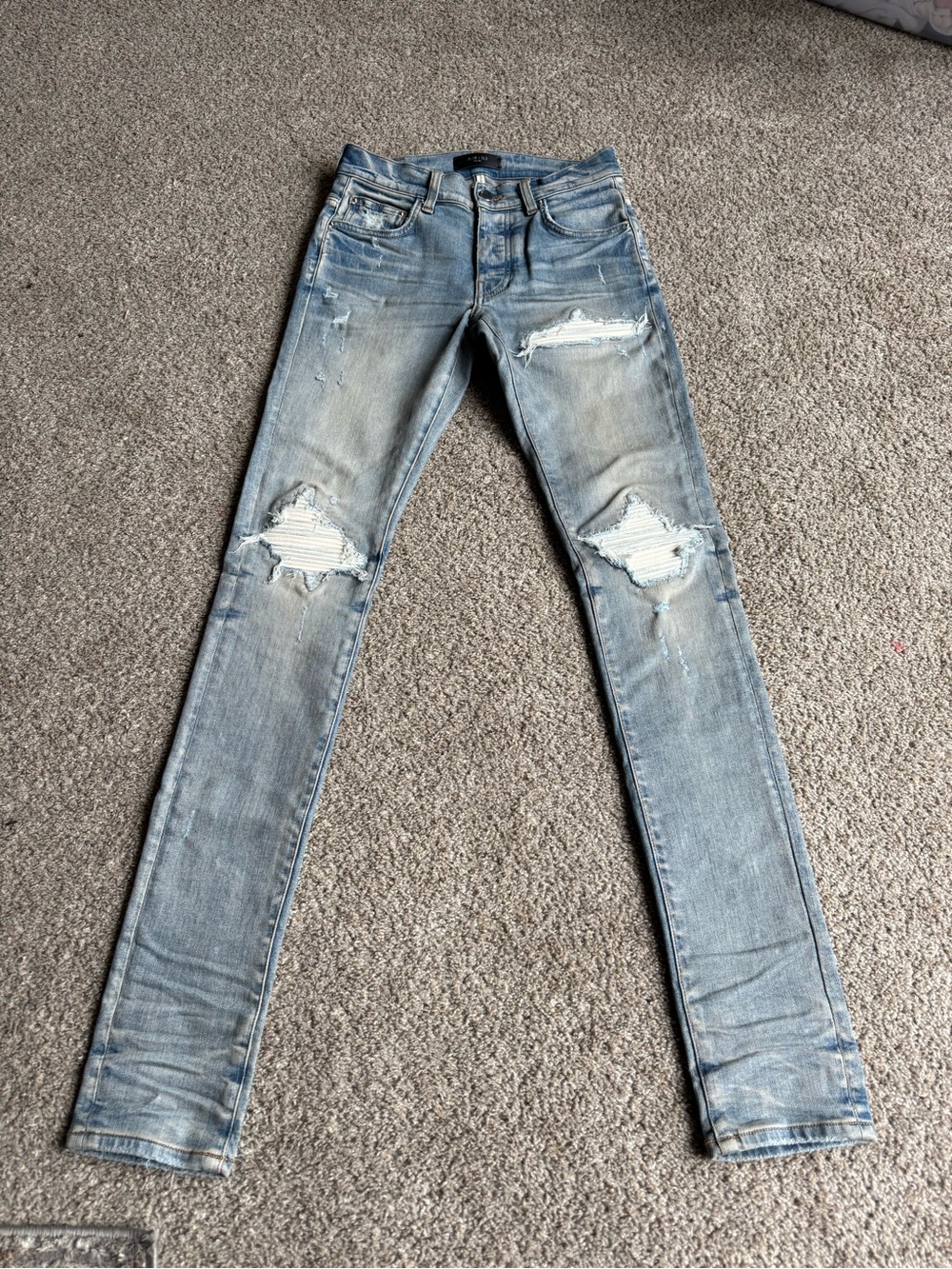 AMIRI Light Blue Washed Skinny Jeans